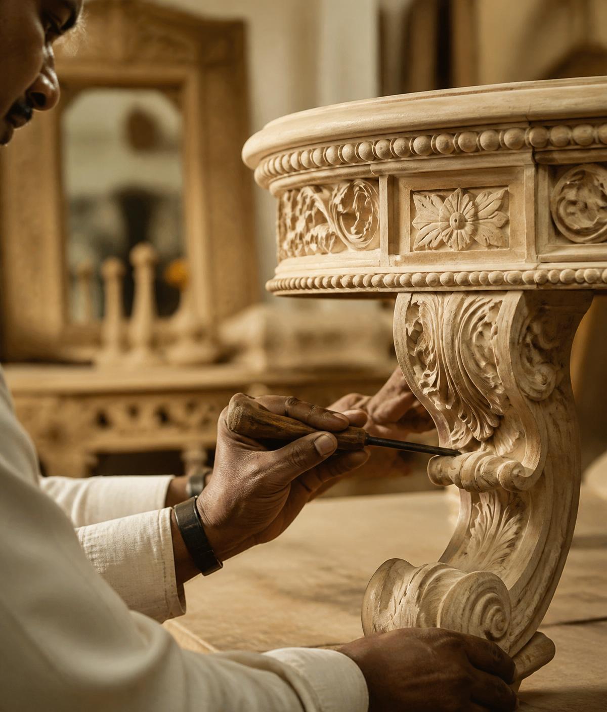 Artisan handcrafting furniture